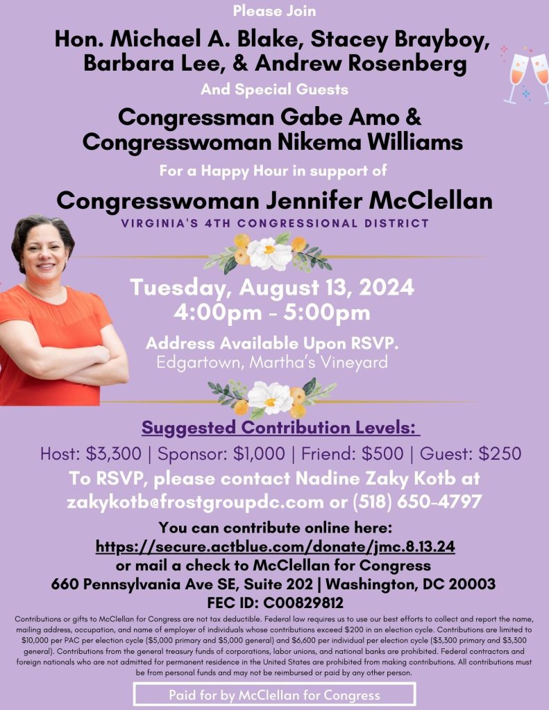 Congresswoman Jennifer McClellan's Happy Hour Reception